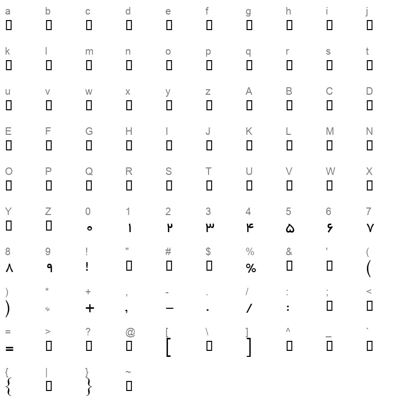 111 yekan Character Map