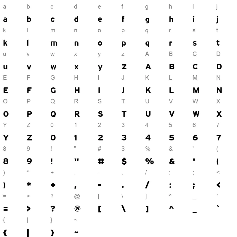 21 Alhadari Bold Character Map
