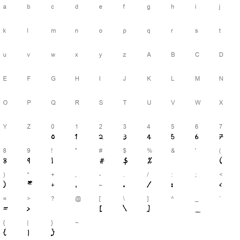 29LT Massira Spray Character Map