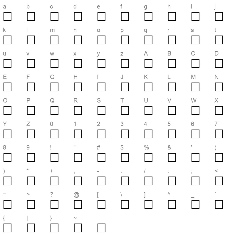 2HOR8SUN Character Map