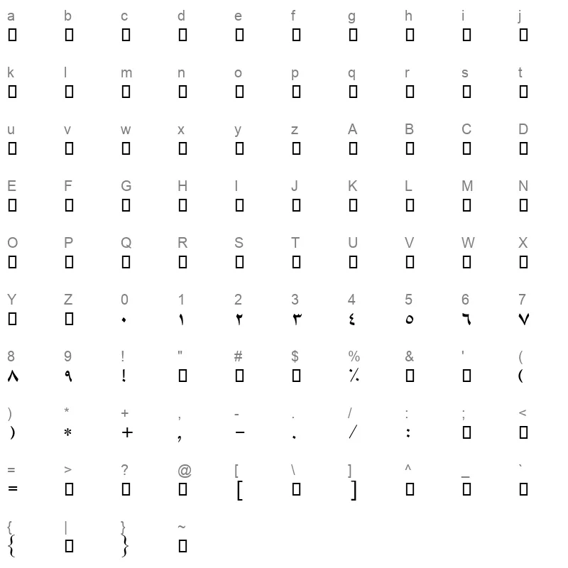 32 B Davat Character Map
