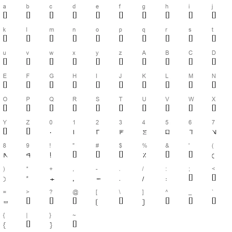 40 chini Character Map