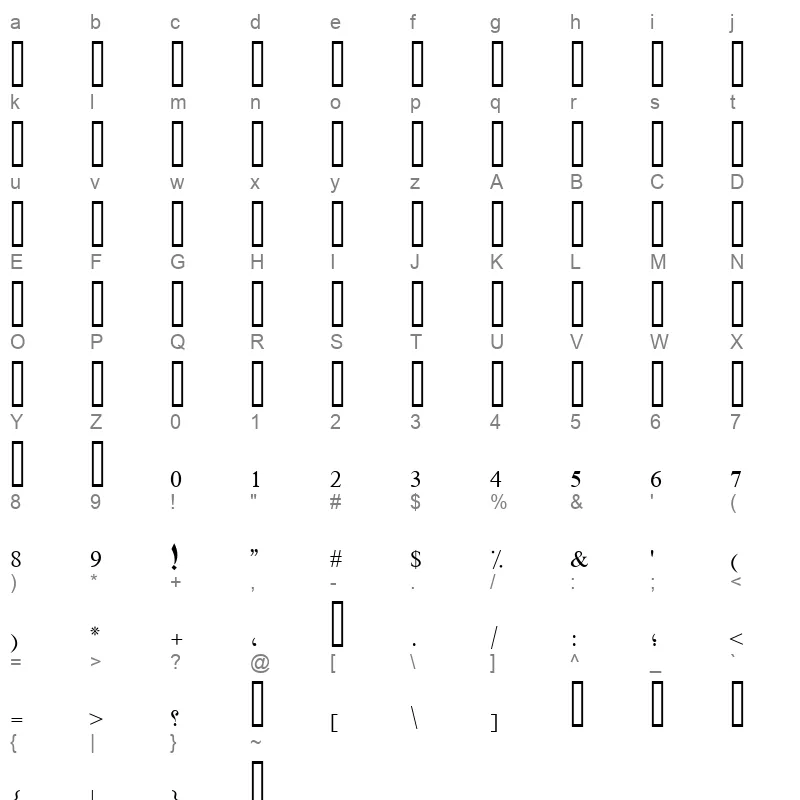 46 Diwani Bent Character Map
