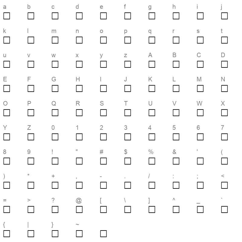 51DW0SIN Character Map