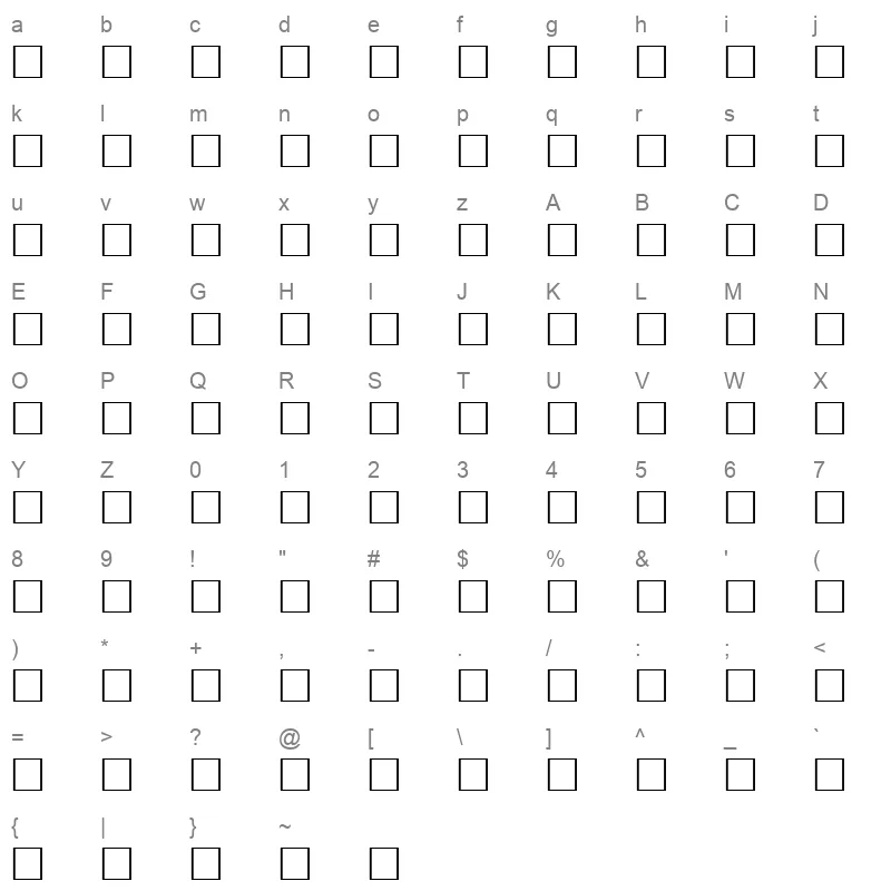 52KMEIN Character Map