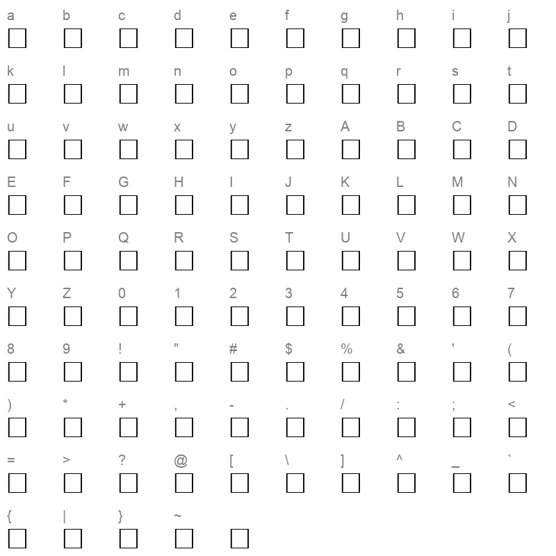 52TEUS Character Map