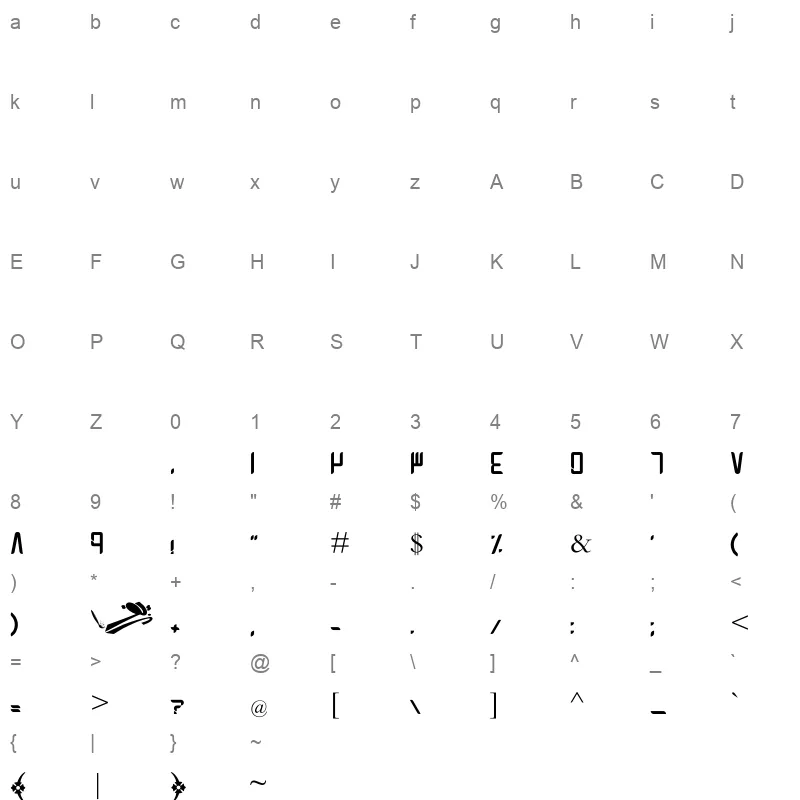 57FnOn Character Map