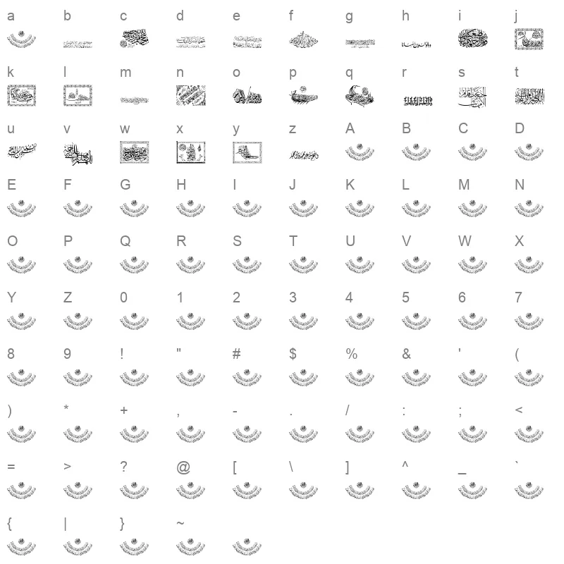 Aayat Quraan 17 Regular Character Map