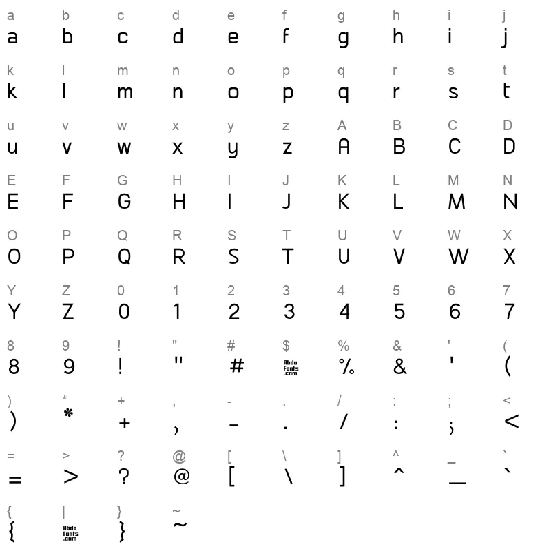 Abdo Master Regular Character Map