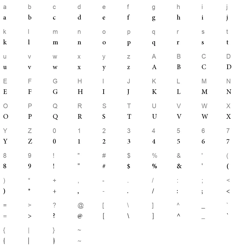 Adobe Arabic Regular Character Map
