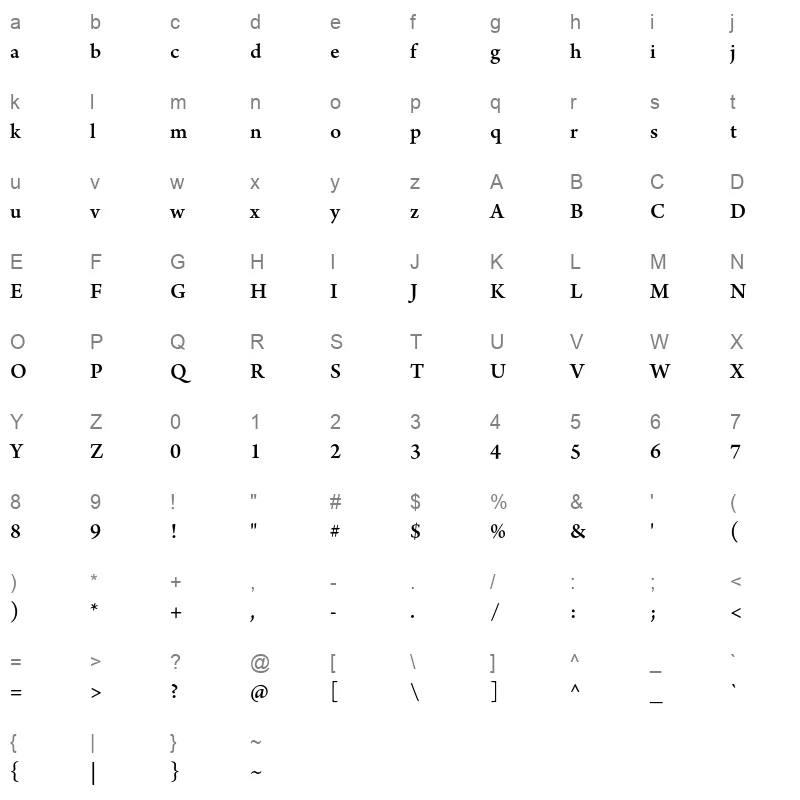 AdobeNaskh Medium Character Map