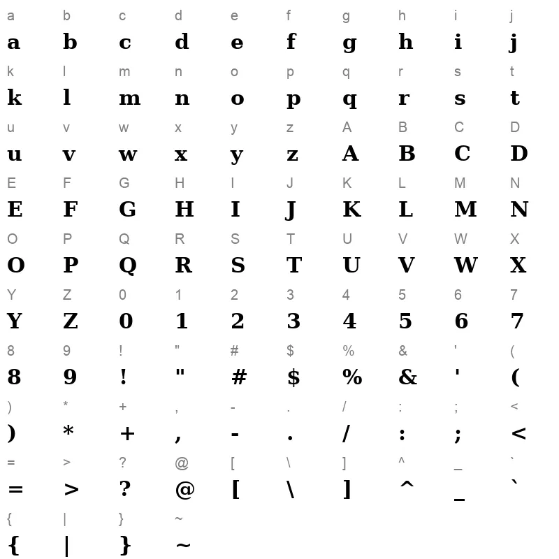 ae Mashq Bold Character Map