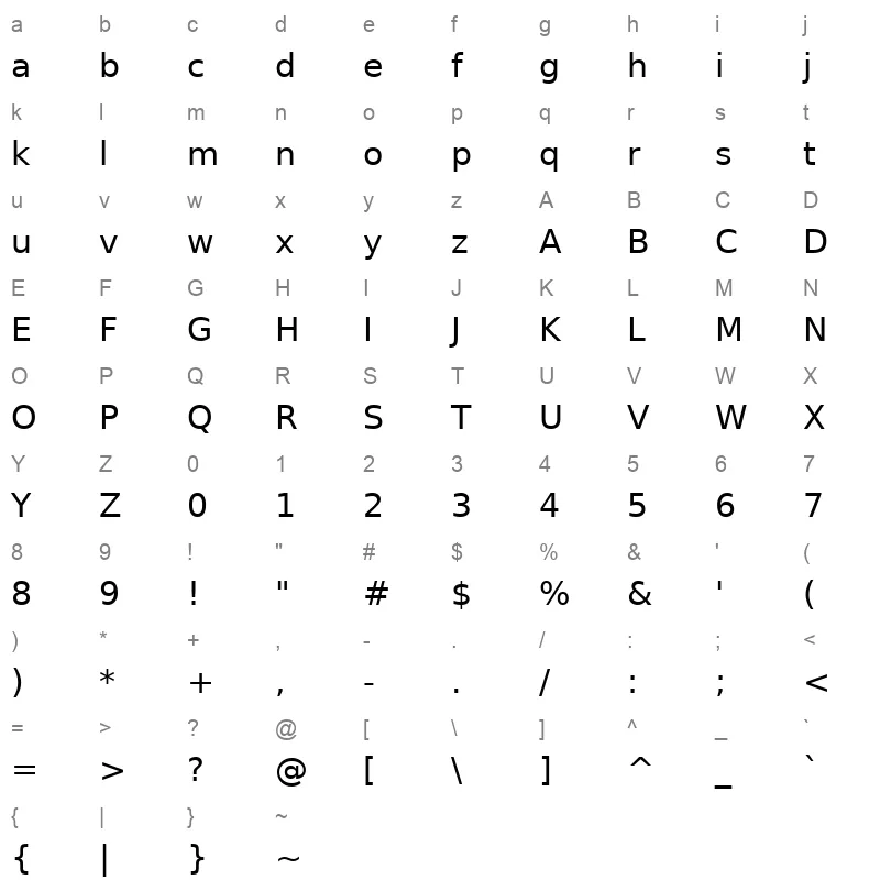ae Nice Regular Character Map
