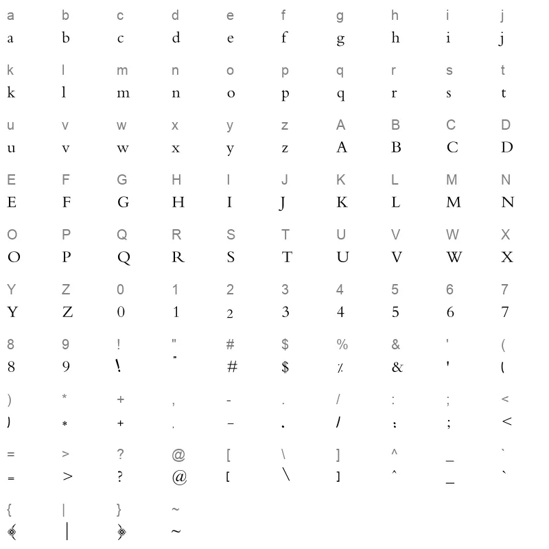 AF Al Nassrah Regular Character Map