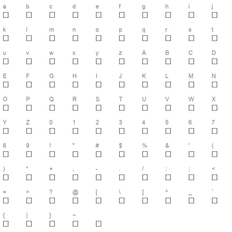 AF Aseer Normal Traditional Character Map