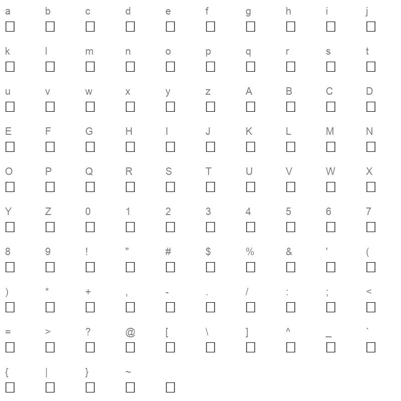 AF Diwani Normal Traditional Character Map