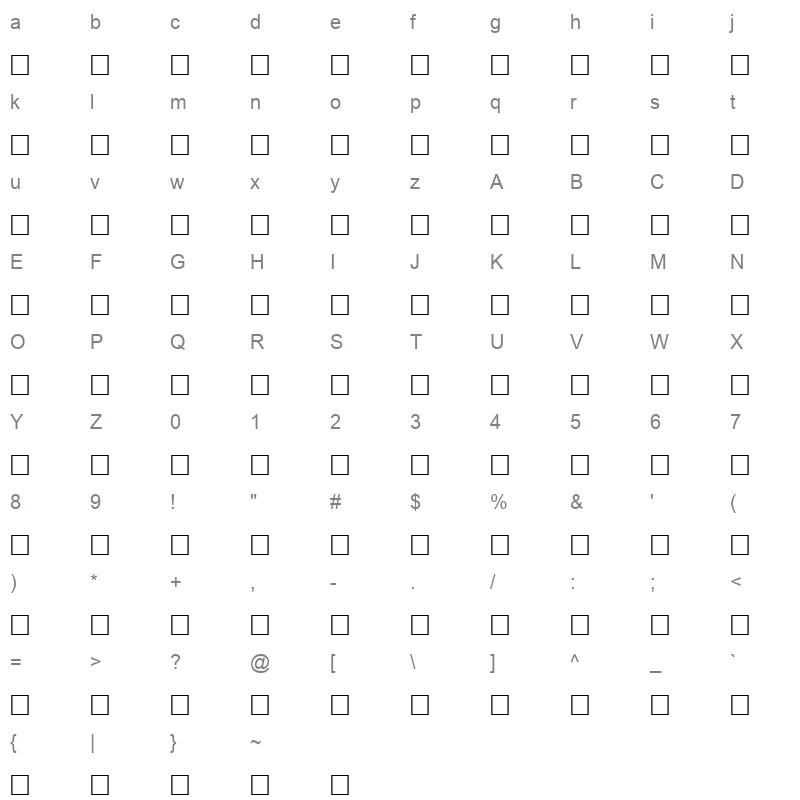 AF Diwani Normal Character Map