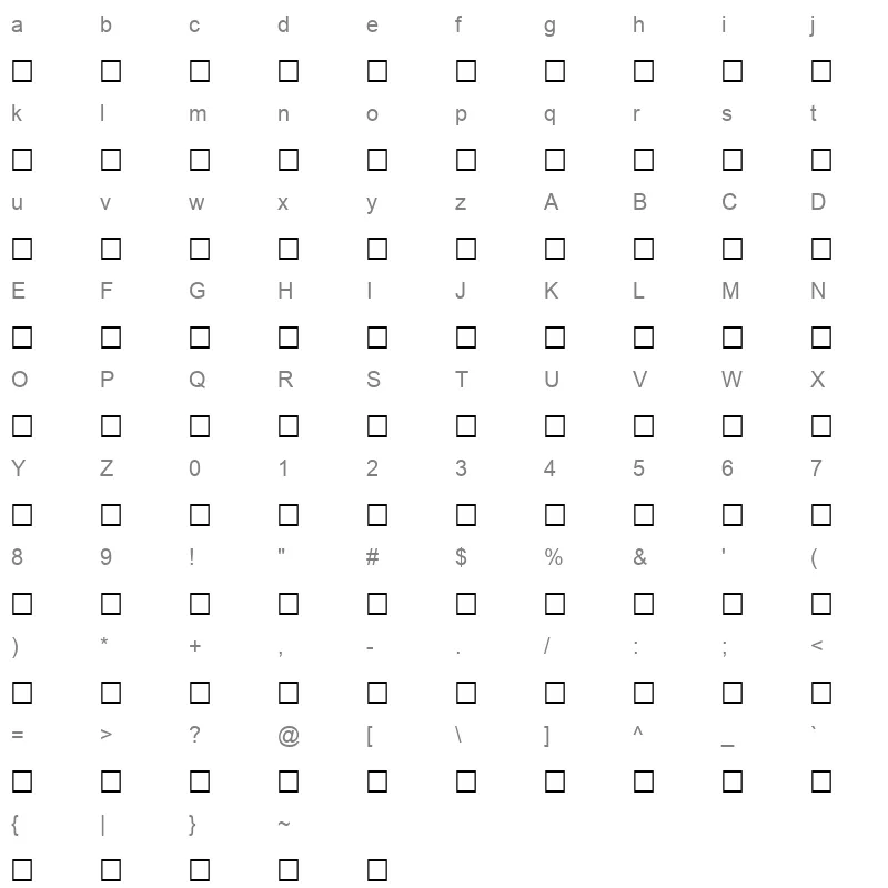 AF Jeddah Normal Character Map
