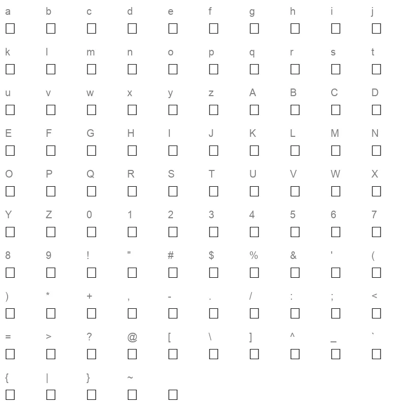 AF Tabook Normal Character Map