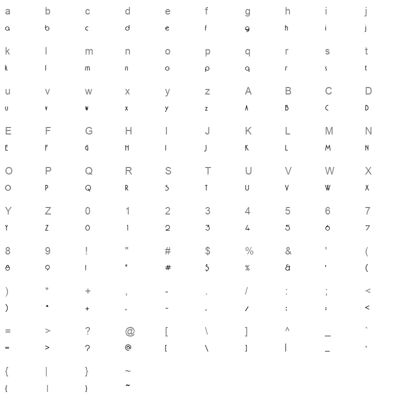 AGA Cordoba V3 Regular Character Map