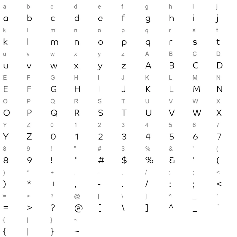 AirArabia Light Character Map