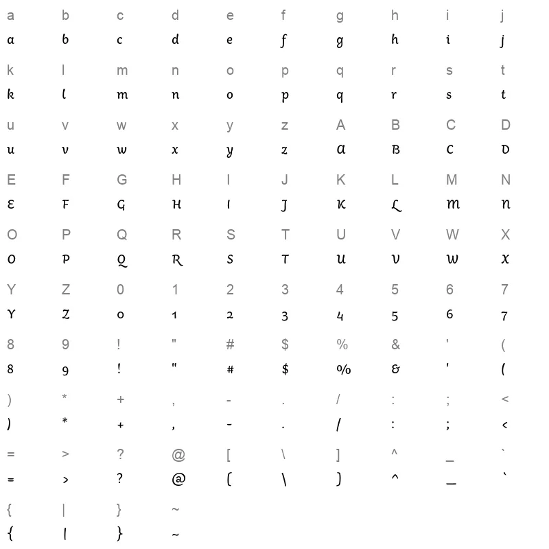 Aisha Arabic Regular Character Map