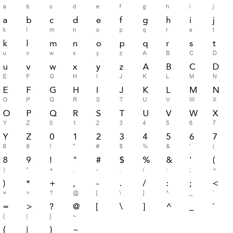 A.Jannat.LT.Regular 1 Character Map