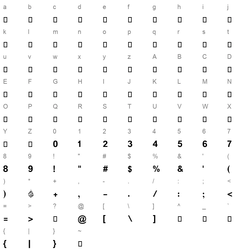 Al Jazeera Arabic Bold Character Map