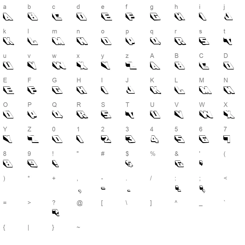 Al Kharashi Latin 1 Normal Character Map
