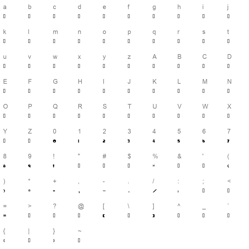 Al Mawash Bold Character Map
