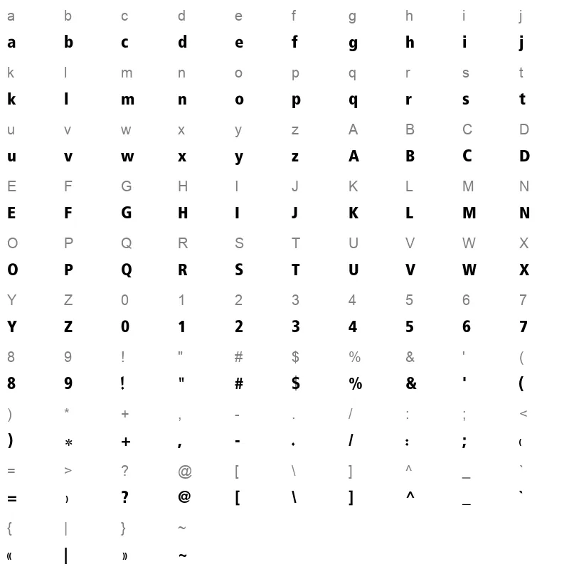 AlSharkTitle Bold Character Map