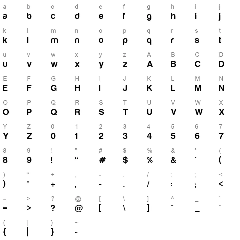 Amin Medium Character Map