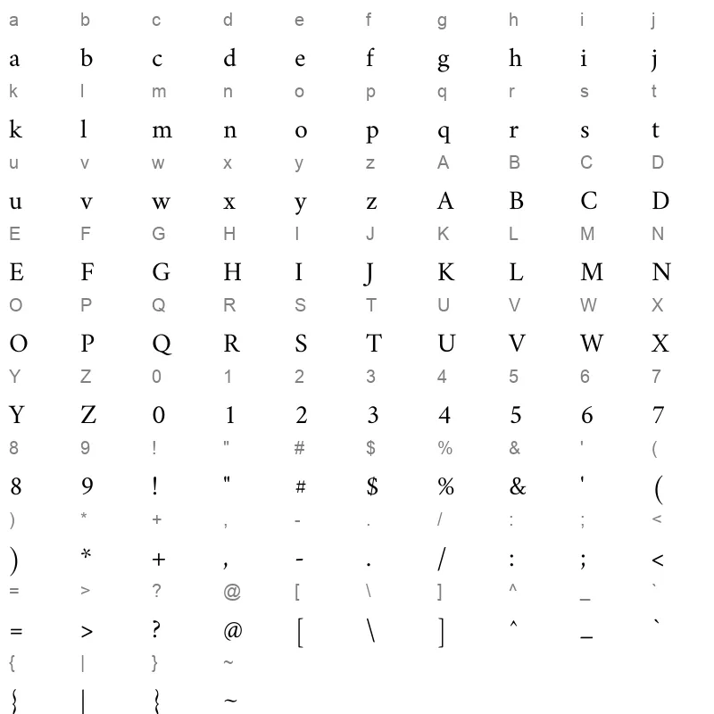 Amiri Regular oRZKH26 Character Map