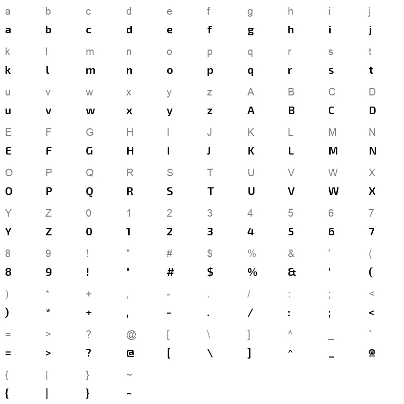 Ara Hamah Kilania Regular Character Map
