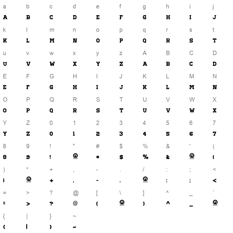 AraHamahAlHorra Regular Character Map