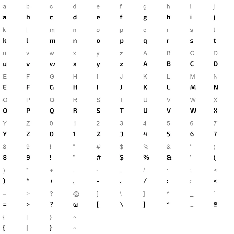 AraHamahKilania Regular Character Map
