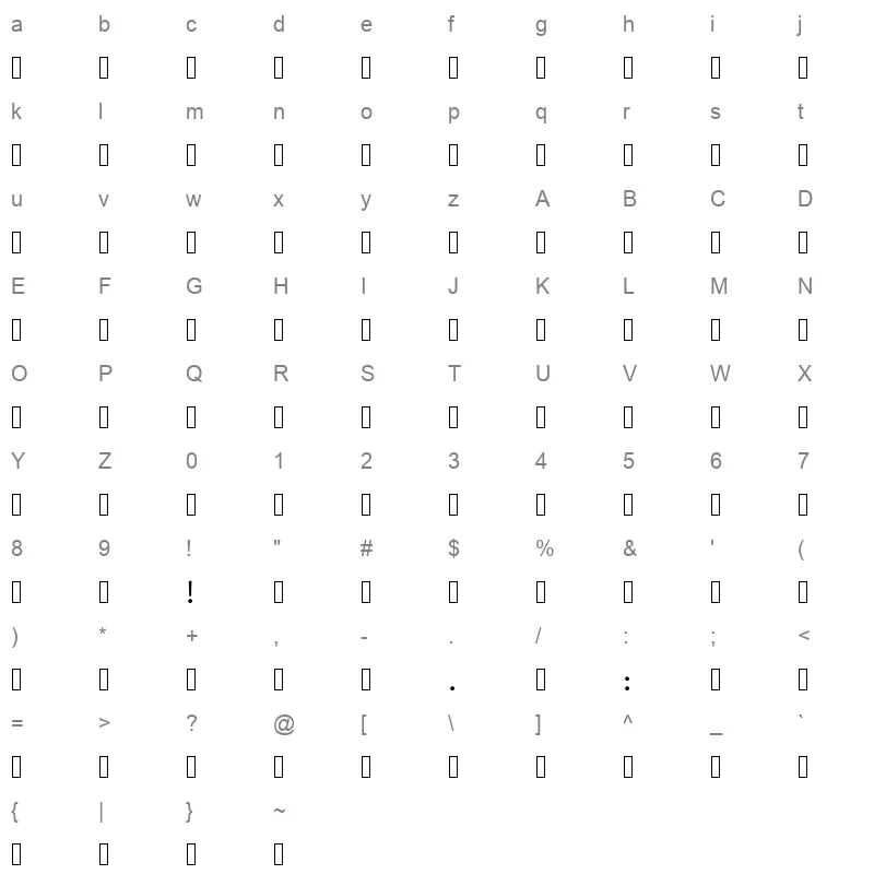 ArbFONTS Samim WOL 1 Character Map