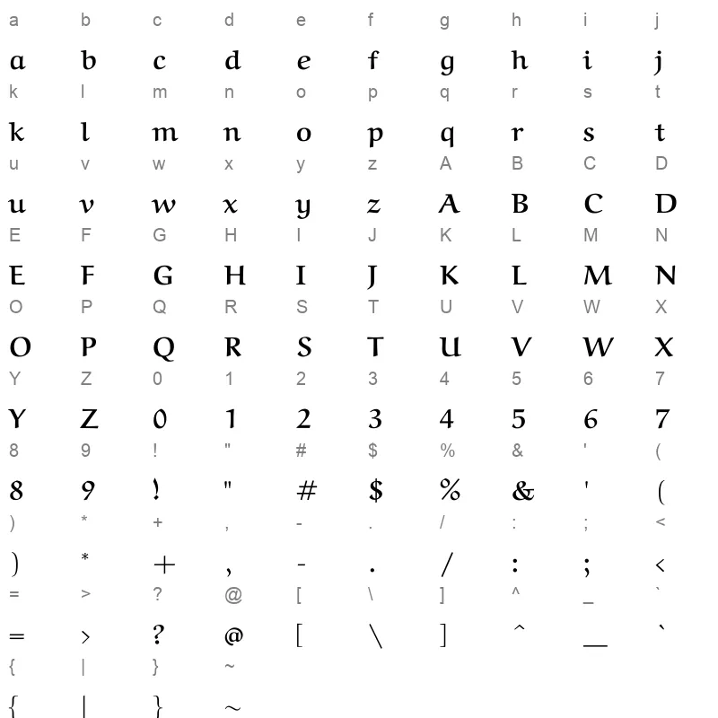 aref bold Character Map