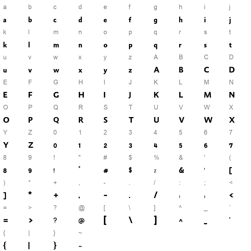Aref Lamsa Bold Character Map