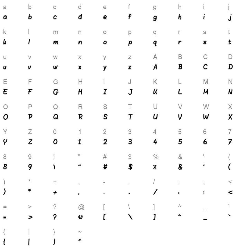 Aref Menna Bold Character Map