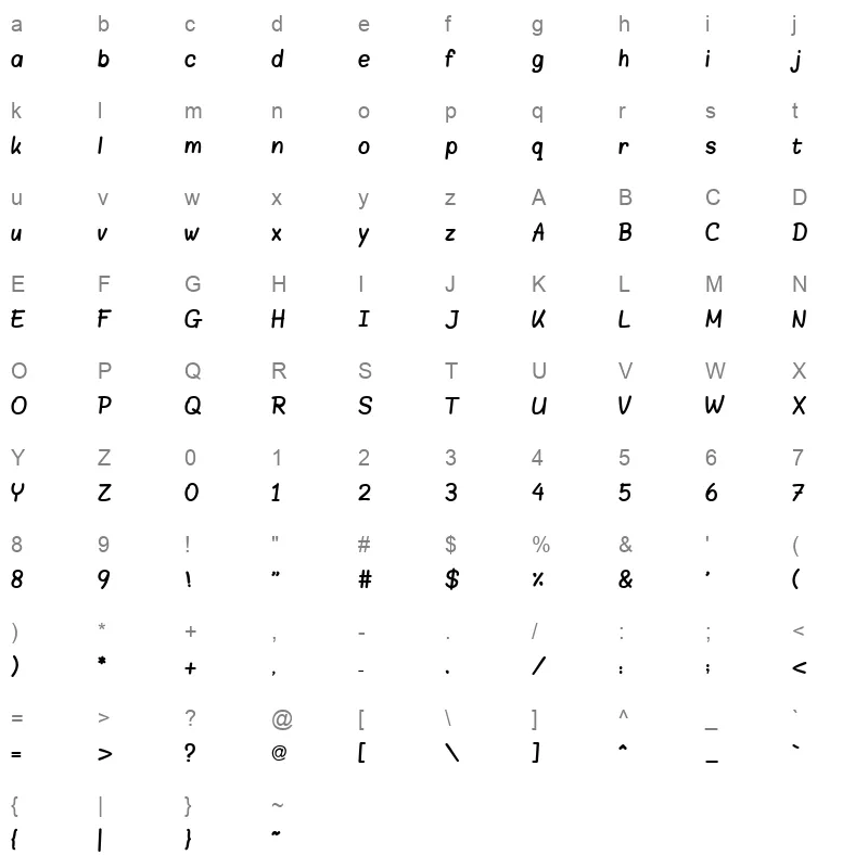 Aref Menna Normal Character Map