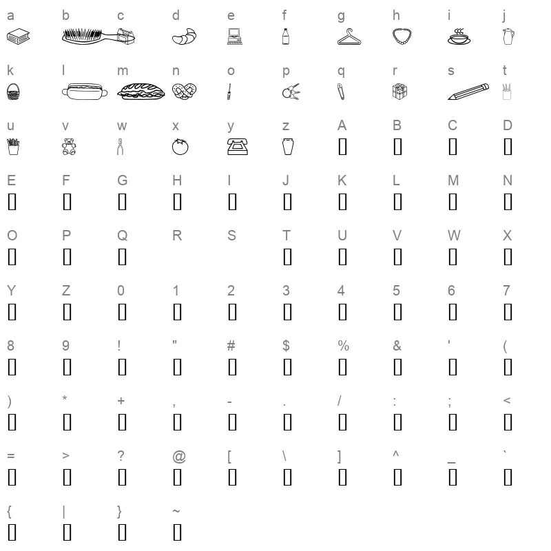 Around the house Regular Character Map