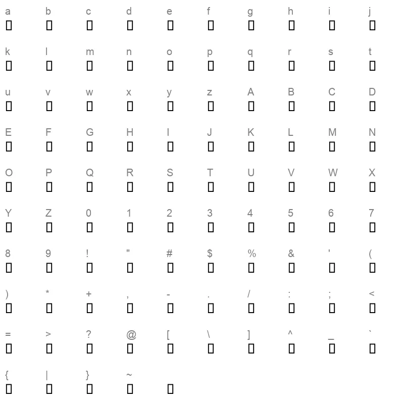 AXtSamarLightItalic Regular Character Map