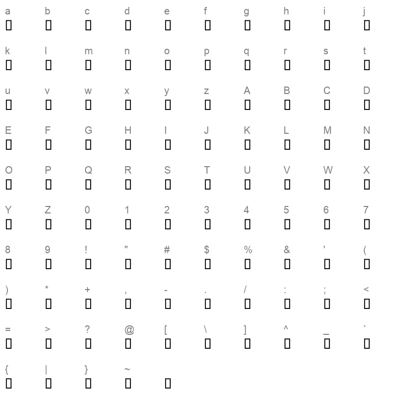 AXtSImplifiedBold Regular Character Map