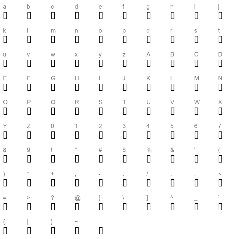 AXtZeinaLightItalic Regular Character Map