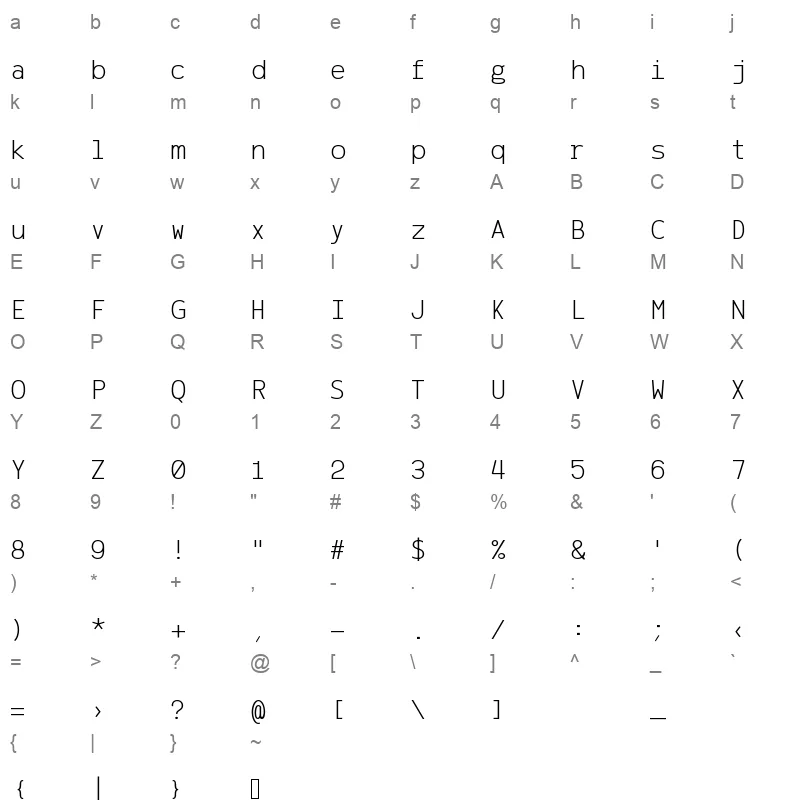AzarMehrMonospaced SansRegular Character Map