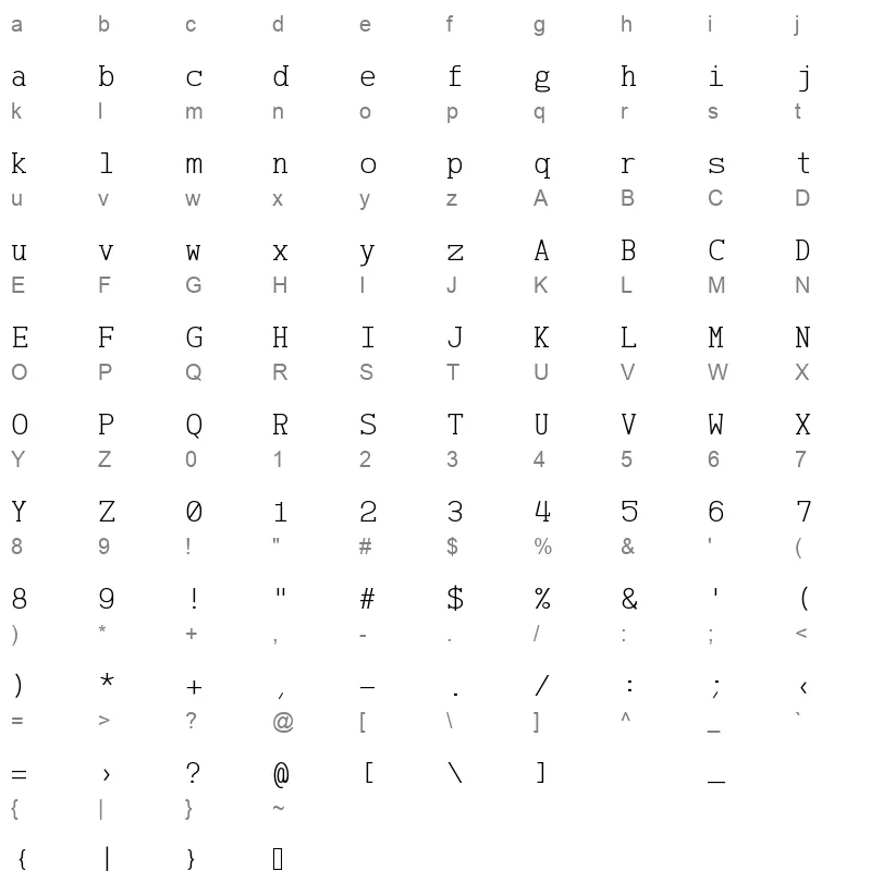 AzarMehrMonospaced SerifRegular Character Map
