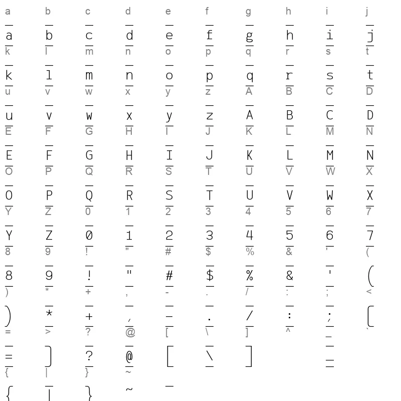 AzarMehrMSRS1 Regular Character Map