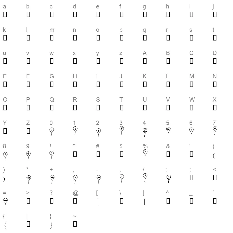 B Badkonak Regular Character Map