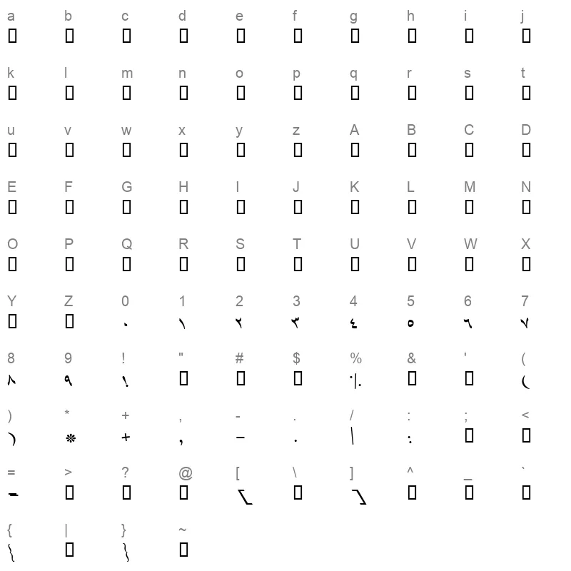 B Baran Italic Character Map